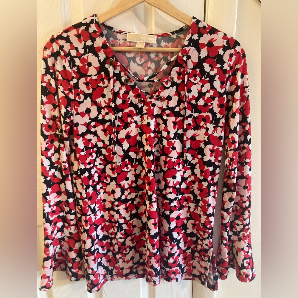 Michael Kors Pink Floral Bell Bottom Long Sleeve - XS